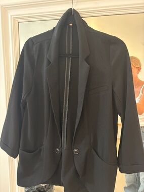 Daily Look Black Women's Blazer Jacket - Classic Open Front